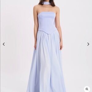NWT! Baby Blue Corset Drop Waist Chiffon Gown